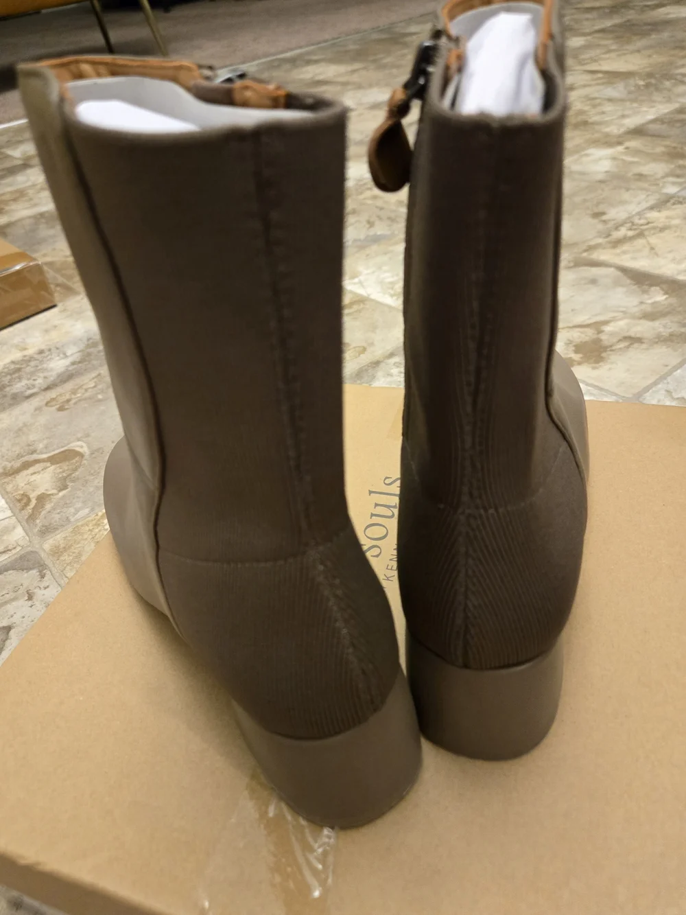 Women's Taupe Mid-Heel Ankle Boots. Emily Bootie